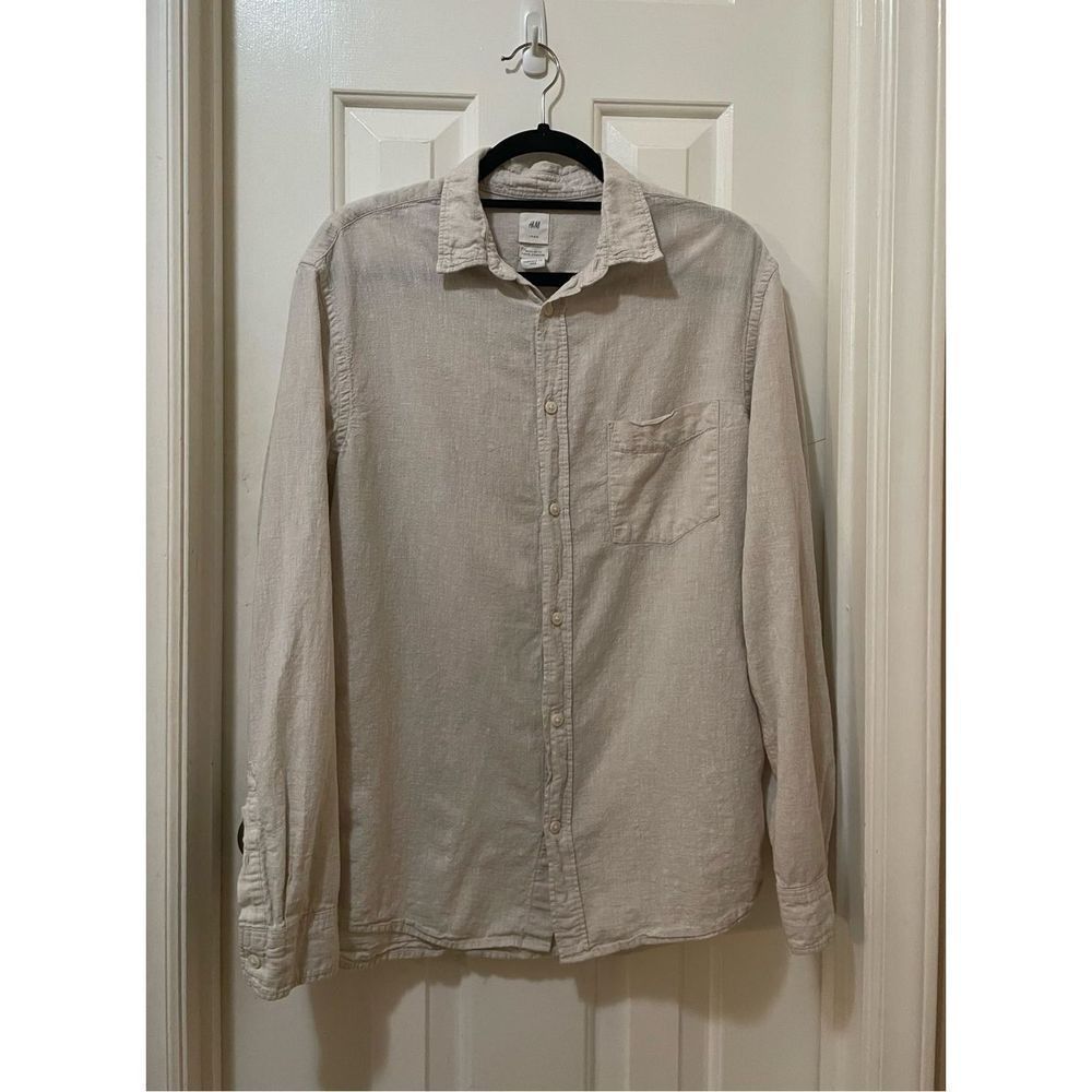 H&M Desert Tan Button Down Dress Shirt Size Medium